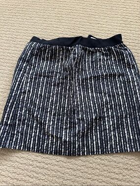 LOFT Black and White Striped A-Line Skirt